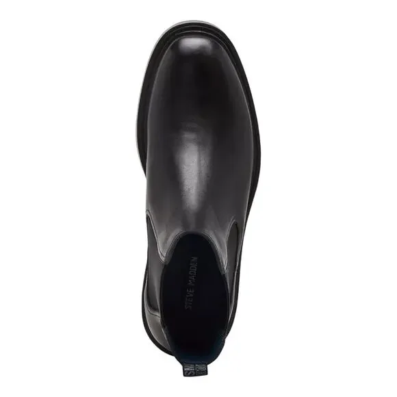 Steve Madden Men's Hamden Leather Chelsea Slip On Boots Black Size 12